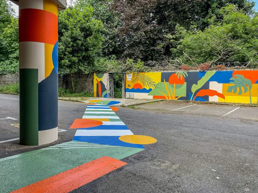 Painted play area in the grounds at Vonder Parkside